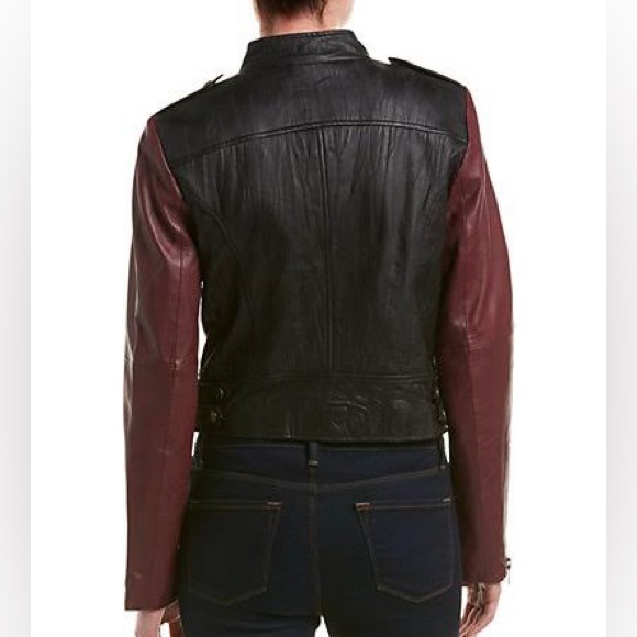 Walter Baker Vikki Two Toned Motorcycle Leather Jacket - Picture 3 of 16